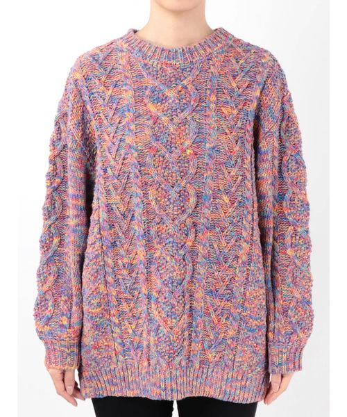 jouetie(ジュエティ)の「サイドスリットケーブルニット(ニット/セーター・レディース・その他1/ブラック/オフホワイト・MEDIUM)」の4枚目の写真