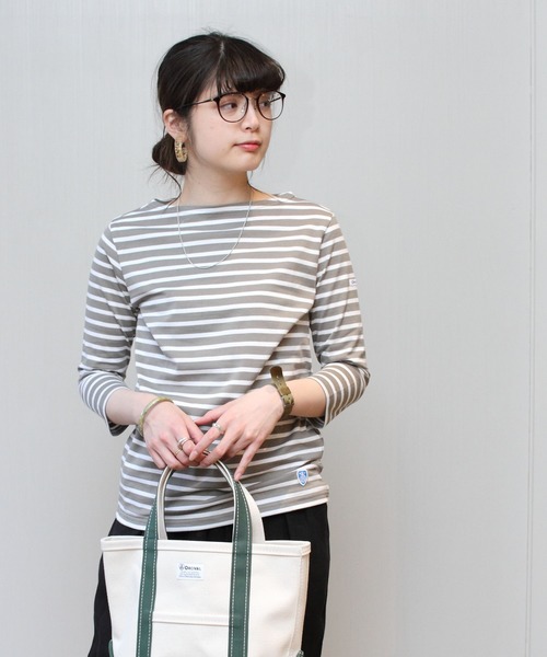 ORCIVAL（オーシバル）の「ORCIVAL / オーシバル　ボーダーボートネックカットソー 40/2 STRIPE #RC9224 ボートネックTシャツ（Tシャツ/カットソー・レディース・ライトグレー/ブラック/ネイビー/ブルー/ロイヤルブルー/グレイッシュベージュ/ブラウン/チャコールグレー/スカイブルー/ホワイト系その他・1/2）」の7枚目の写真