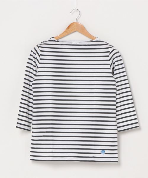 ORCIVAL（オーシバル）の「ORCIVAL / オーシバル　ボーダーボートネックカットソー 40/2 STRIPE #RC9224 ボートネックTシャツ（Tシャツ/カットソー・レディース・ライトグレー/ブラック/ネイビー/ブルー/ロイヤルブルー/グレイッシュベージュ/ブラウン/チャコールグレー/スカイブルー/ホワイト系その他・1/2）」の11枚目の写真