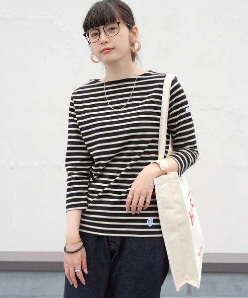 ORCIVAL（オーシバル）の「ORCIVAL / オーシバル　ボーダーボートネックカットソー 40/2 STRIPE #RC9224 ボートネックTシャツ（Tシャツ/カットソー・レディース・ライトグレー/ブラック/ネイビー/ブルー/ロイヤルブルー/グレイッシュベージュ/ブラウン/チャコールグレー/スカイブルー/ホワイト系その他・1/2）」の18枚目の写真