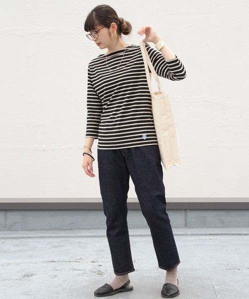 ORCIVAL（オーシバル）の「ORCIVAL / オーシバル　ボーダーボートネックカットソー 40/2 STRIPE #RC9224 ボートネックTシャツ（Tシャツ/カットソー・レディース・ライトグレー/ブラック/ネイビー/ブルー/ロイヤルブルー/グレイッシュベージュ/ブラウン/チャコールグレー/スカイブルー/ホワイト系その他・1/2）」の19枚目の写真