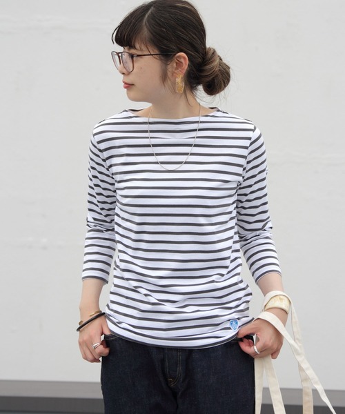ORCIVAL（オーシバル）の「ORCIVAL / オーシバル　ボーダーボートネックカットソー 40/2 STRIPE #RC9224 ボートネックTシャツ（Tシャツ/カットソー・レディース・ライトグレー/ブラック/ネイビー/ブルー/ロイヤルブルー/グレイッシュベージュ/ブラウン/チャコールグレー/スカイブルー/ホワイト系その他・1/2）」の21枚目の写真