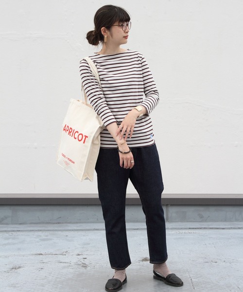 ORCIVAL（オーシバル）の「ORCIVAL / オーシバル　ボーダーボートネックカットソー 40/2 STRIPE #RC9224 ボートネックTシャツ（Tシャツ/カットソー・レディース・ライトグレー/ブラック/ネイビー/ブルー/ロイヤルブルー/グレイッシュベージュ/ブラウン/チャコールグレー/スカイブルー/ホワイト系その他・1/2）」の13枚目の写真