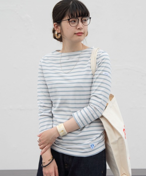 ORCIVAL（オーシバル）の「ORCIVAL / オーシバル　ボーダーボートネックカットソー 40/2 STRIPE #RC9224 ボートネックTシャツ（Tシャツ/カットソー・レディース・ライトグレー/ブラック/ネイビー/ブルー/ロイヤルブルー/グレイッシュベージュ/ブラウン/チャコールグレー/スカイブルー/ホワイト系その他・1/2）」の15枚目の写真