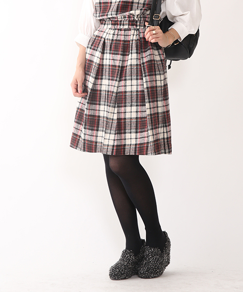 mystic（ミスティック）の「チェックタックギャザースカート（スカート・レディース・レッド/ブラック/ブルー・FREE）」の3枚目の写真