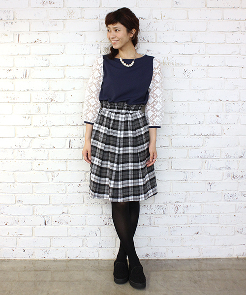 mystic（ミスティック）の「チェックタックギャザースカート（スカート・レディース・レッド/ブラック/ブルー・FREE）」の7枚目の写真