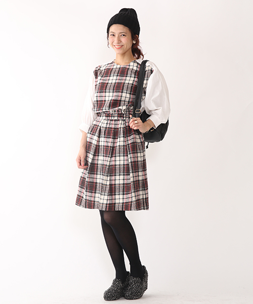 mystic（ミスティック）の「チェックタックギャザースカート（スカート・レディース・レッド/ブラック/ブルー・FREE）」の8枚目の写真