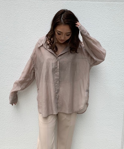 ENVYM（アンビー）の「シアールーズＳＨ（シャツ/ブラウス・レディース・ホワイト/ブラック/ベージュ/ブラウン/グリーン・FREE）」の4枚目の写真