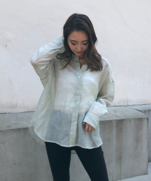 ENVYM（アンビー）の「シアールーズＳＨ（シャツ/ブラウス・レディース・ホワイト/ブラック/ベージュ/ブラウン/グリーン・FREE）」の5枚目の写真