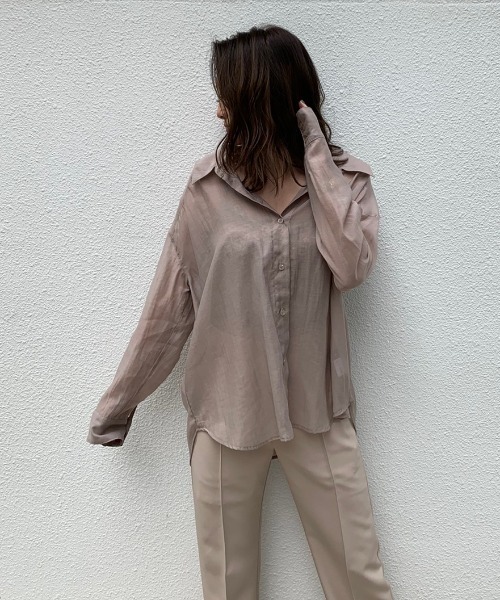 ENVYM（アンビー）の「シアールーズＳＨ（シャツ/ブラウス・レディース・ホワイト/ブラック/ベージュ/ブラウン/グリーン・FREE）」の8枚目の写真