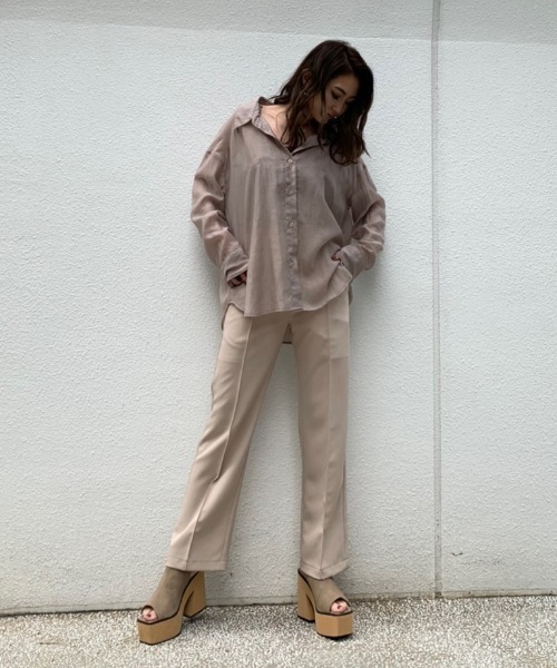 ENVYM（アンビー）の「シアールーズＳＨ（シャツ/ブラウス・レディース・ホワイト/ブラック/ベージュ/ブラウン/グリーン・FREE）」の10枚目の写真