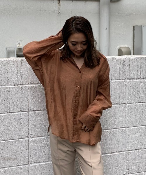 ENVYM（アンビー）の「シアールーズＳＨ（シャツ/ブラウス・レディース・ホワイト/ブラック/ベージュ/ブラウン/グリーン・FREE）」の11枚目の写真