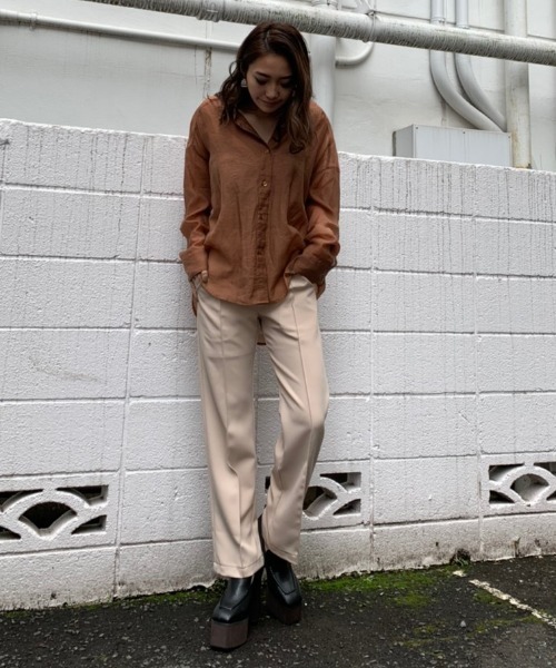 ENVYM（アンビー）の「シアールーズＳＨ（シャツ/ブラウス・レディース・ホワイト/ブラック/ベージュ/ブラウン/グリーン・FREE）」の12枚目の写真