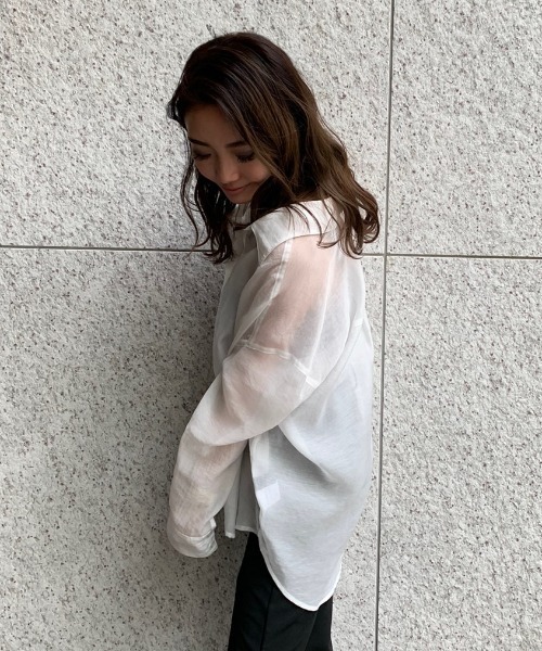 ENVYM（アンビー）の「シアールーズＳＨ（シャツ/ブラウス・レディース・ホワイト/ブラック/ベージュ/ブラウン/グリーン・FREE）」の13枚目の写真