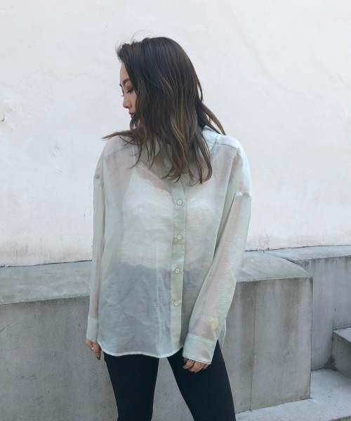 ENVYM（アンビー）の「シアールーズＳＨ（シャツ/ブラウス・レディース・ホワイト/ブラック/ベージュ/ブラウン/グリーン・FREE）」の16枚目の写真