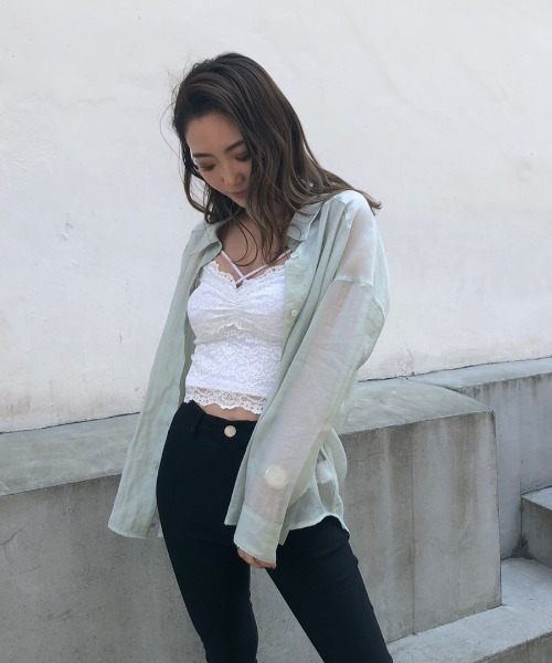 ENVYM（アンビー）の「シアールーズＳＨ（シャツ/ブラウス・レディース・ホワイト/ブラック/ベージュ/ブラウン/グリーン・FREE）」の17枚目の写真