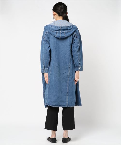 go slow caravan(ゴースローキャラバン)の「Cotopone/コトポーネ デニムフードロングコート(その他アウター・レディース・ブルー/ダークインディゴブルー・FREE)」の13枚目の写真
