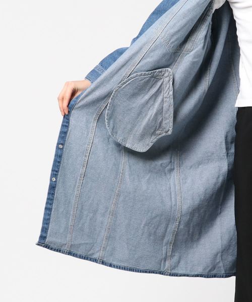 go slow caravan(ゴースローキャラバン)の「Cotopone/コトポーネ デニムフードロングコート(その他アウター・レディース・ブルー/ダークインディゴブルー・FREE)」の14枚目の写真