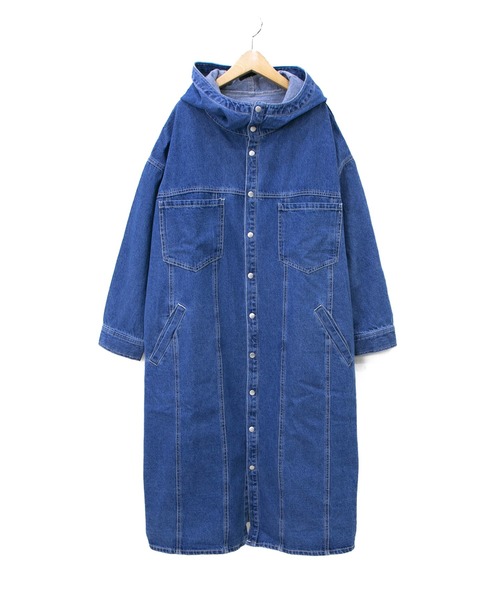go slow caravan(ゴースローキャラバン)の「Cotopone/コトポーネ デニムフードロングコート(その他アウター・レディース・ブルー/ダークインディゴブルー・FREE)」の2枚目の写真
