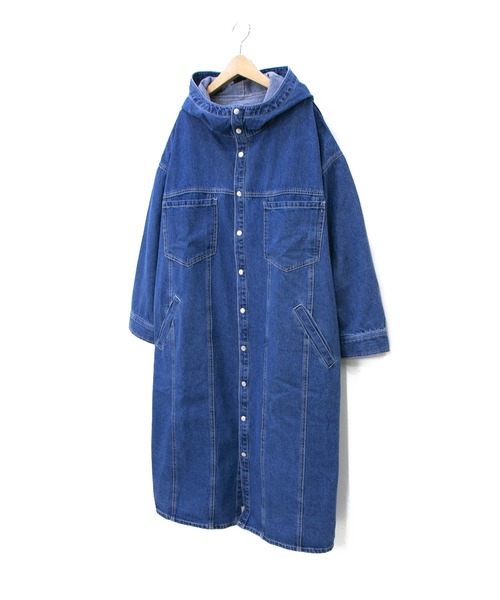 go slow caravan(ゴースローキャラバン)の「Cotopone/コトポーネ デニムフードロングコート(その他アウター・レディース・ブルー/ダークインディゴブルー・FREE)」の4枚目の写真