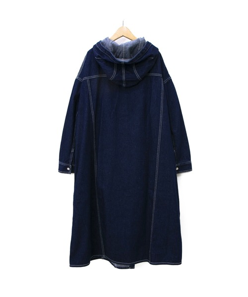 go slow caravan(ゴースローキャラバン)の「Cotopone/コトポーネ デニムフードロングコート(その他アウター・レディース・ブルー/ダークインディゴブルー・FREE)」の11枚目の写真