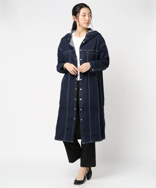 go slow caravan(ゴースローキャラバン)の「Cotopone/コトポーネ デニムフードロングコート(その他アウター・レディース・ブルー/ダークインディゴブルー・FREE)」の15枚目の写真