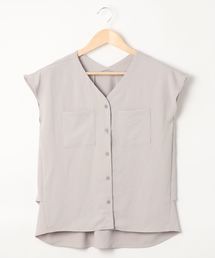 SUハイストレッチカルゼワッシャー両ポケブラウス