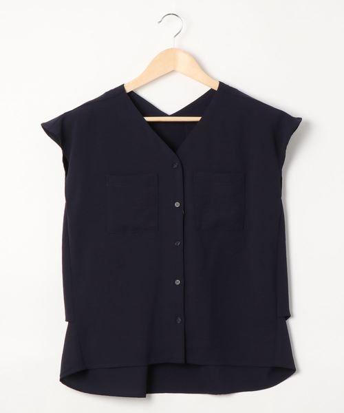 12Twelve Agenda(トゥエルブ アジェンダ)の「SUハイストレッチカルゼワッシャー両ポケブラウス(シャツ/ブラウス・レディース・ブラウン/グレイッシュベージュ/ネイビー・M)」の5枚目の写真