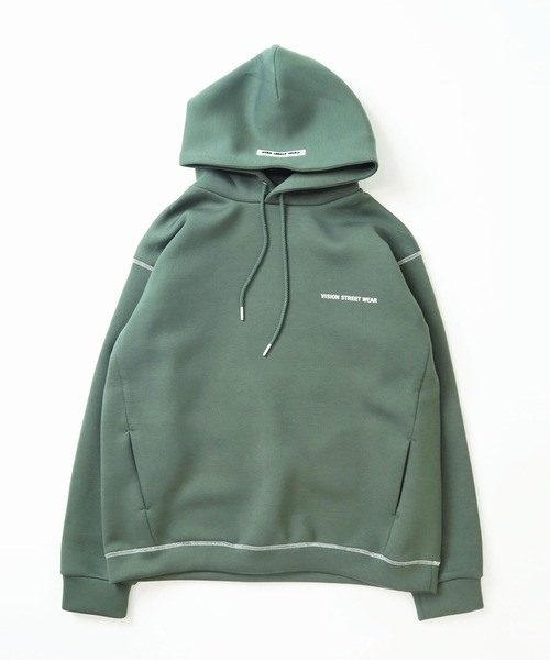 VISION STREET WEAR（ヴィジョンストリートウェア）の「【VISION】 テックダンボール 配色ステッチプルオーバーパーカー（パーカー・メンズ・チャコールグレー/パープル/ブラウン/グリーン/アイボリー・MEDIUM/LARGE/X-LARGE）」の4枚目の写真