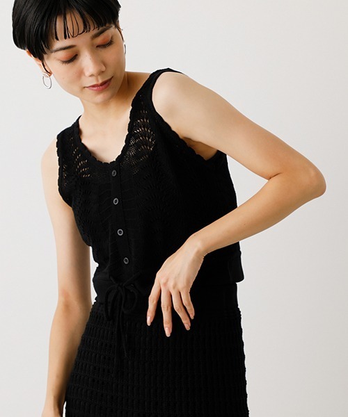 AZUL by moussy（アズールバイマウジー）の「CROCHET BUSTIER/クロシェットビジター（タンクトップ・レディース・ダークブラウン/ブラック・SMALL/MEDIUM）」の5枚目の写真