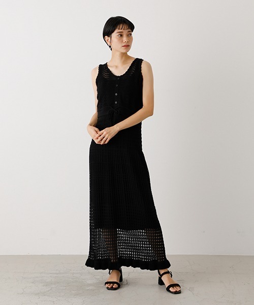 AZUL by moussy（アズールバイマウジー）の「CROCHET BUSTIER/クロシェットビジター（タンクトップ・レディース・ダークブラウン/ブラック・SMALL/MEDIUM）」の11枚目の写真