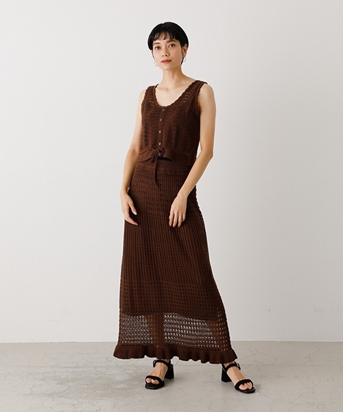 AZUL by moussy（アズールバイマウジー）の「CROCHET BUSTIER/クロシェットビジター（タンクトップ・レディース・ダークブラウン/ブラック・SMALL/MEDIUM）」の12枚目の写真