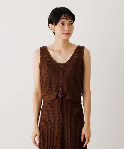 AZUL by moussy（アズールバイマウジー）の「CROCHET BUSTIER/クロシェットビジター（タンクトップ・レディース・ダークブラウン/ブラック・SMALL/MEDIUM）」の14枚目の写真
