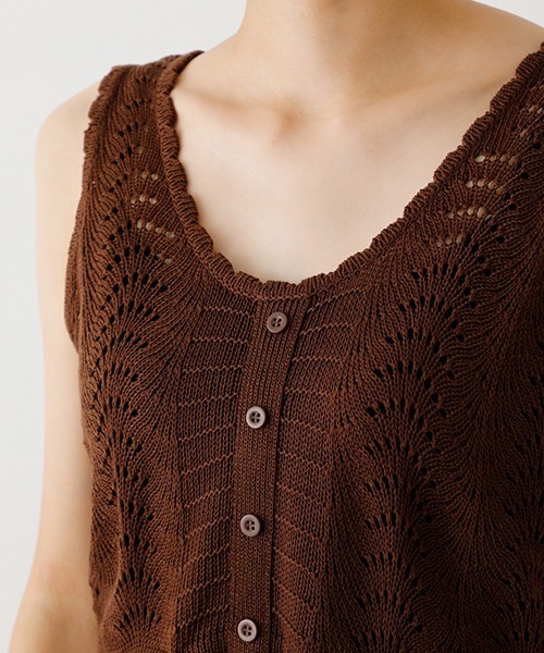 AZUL by moussy（アズールバイマウジー）の「CROCHET BUSTIER/クロシェットビジター（タンクトップ・レディース・ダークブラウン/ブラック・SMALL/MEDIUM）」の4枚目の写真