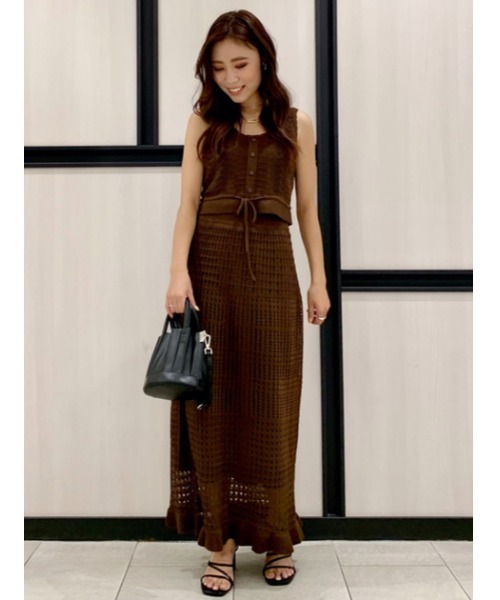 AZUL by moussy（アズールバイマウジー）の「CROCHET BUSTIER/クロシェットビジター（タンクトップ・レディース・ダークブラウン/ブラック・SMALL/MEDIUM）」の19枚目の写真