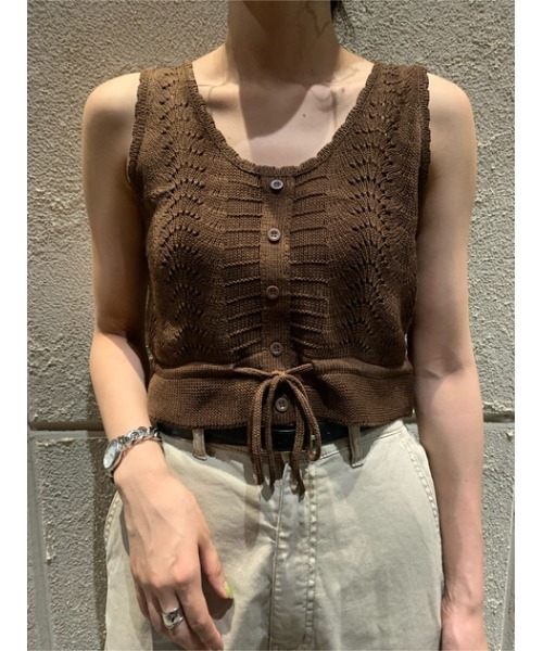 AZUL by moussy（アズールバイマウジー）の「CROCHET BUSTIER/クロシェットビジター（タンクトップ・レディース・ダークブラウン/ブラック・SMALL/MEDIUM）」の22枚目の写真