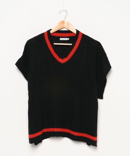 Air Tokyo（エアートウキョー）の「ビッグシルエット ローゲージ チルデンニットベスト 【ファッションインフルエンサーRyooo × AIR TOKYOコラボ】 オーバーサイズ Vネック（ベスト・メンズ・ブラック/ブラウン・M/L）」の20枚目の写真