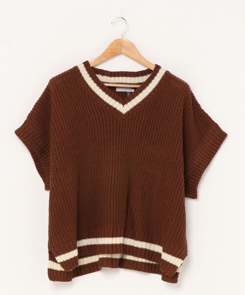 Air Tokyo（エアートウキョー）の「ビッグシルエット ローゲージ チルデンニットベスト 【ファッションインフルエンサーRyooo × AIR TOKYOコラボ】 オーバーサイズ Vネック（ベスト・メンズ・ブラック/ブラウン・M/L）」の21枚目の写真