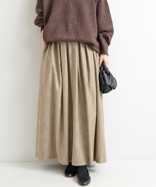 IENA（イエナ）の「Sustina Tweed ロングスカート◆（スカート・レディース・ナチュラル/ベージュ/ネイビー・34/38/36）」の6枚目の写真