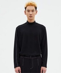 【ADD SEOUL】HALF NECK STITCH LONG SLEEVE TEE / ADD ハーフネック ステッチ ロングスリーブ Tシャツ