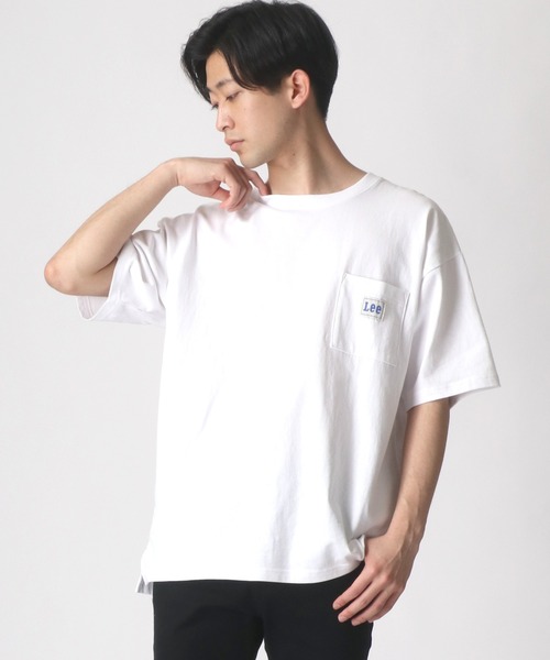 Lee(リー)の「Lee/リー ビッグシルエット ピスネーム ワンポイント刺繍 ポケット Tシャツ(Tシャツ/カットソー・メンズ・オリーブ/ベージュ/ブラック/ホワイト/ブルー・S/M/L/XL)」の16枚目の写真