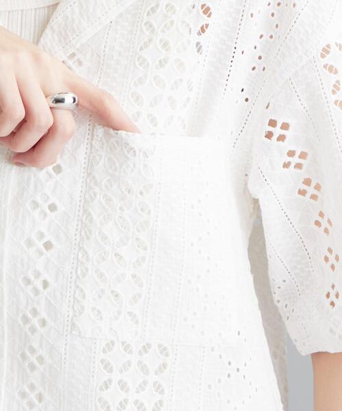 green label relaxing（グリーンレーベルリラクシング）の「SC オープンカラー ショートスリーブ レース シャツ（シャツ/ブラウス・レディース・ホワイト/ブラック・FREE）」の7枚目の写真