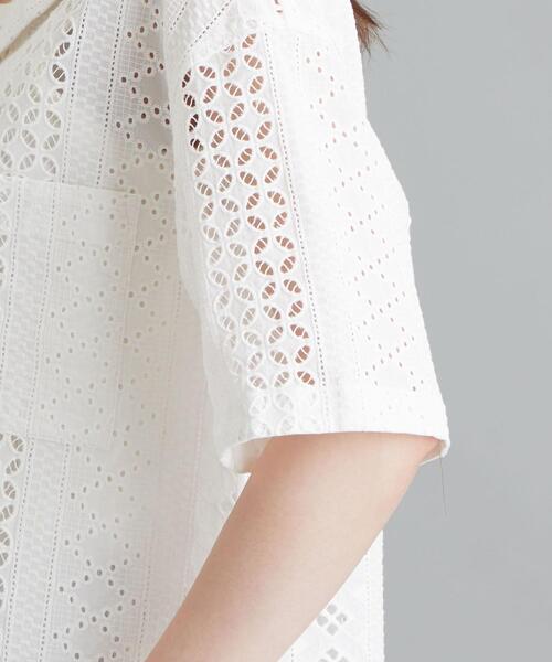 green label relaxing（グリーンレーベルリラクシング）の「SC オープンカラー ショートスリーブ レース シャツ（シャツ/ブラウス・レディース・ホワイト/ブラック・FREE）」の8枚目の写真
