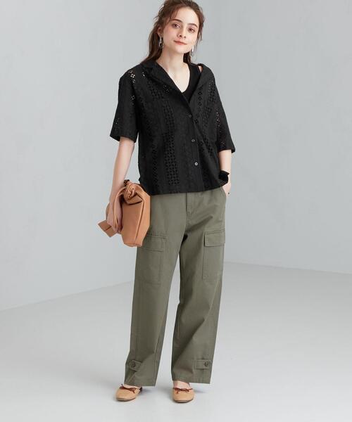 green label relaxing（グリーンレーベルリラクシング）の「SC オープンカラー ショートスリーブ レース シャツ（シャツ/ブラウス・レディース・ホワイト/ブラック・FREE）」の15枚目の写真