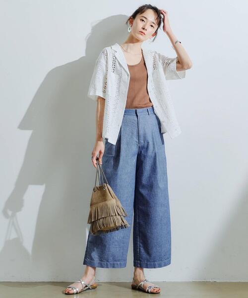 green label relaxing（グリーンレーベルリラクシング）の「SC オープンカラー ショートスリーブ レース シャツ（シャツ/ブラウス・レディース・ホワイト/ブラック・FREE）」の16枚目の写真