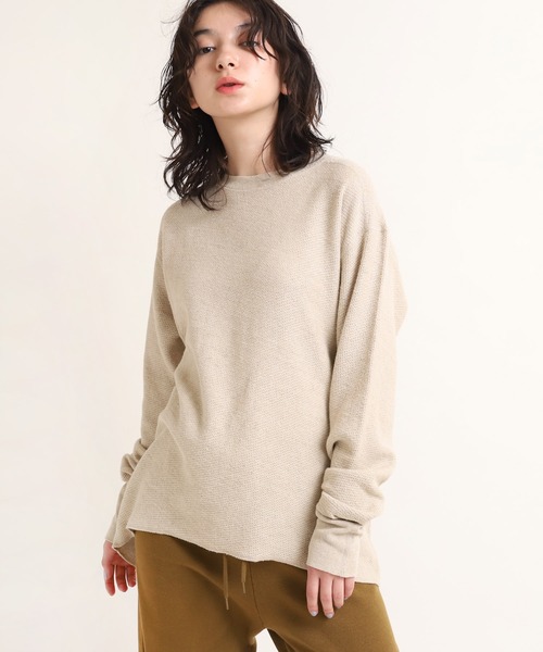 RNA-N（アールエヌエーエヌ）の「M1594 麻綿針抜き裏使いプルオーバー（Tシャツ/カットソー・レディース・ベージュ/ブラウン/ブルー・MEDIUM）」の19枚目の写真