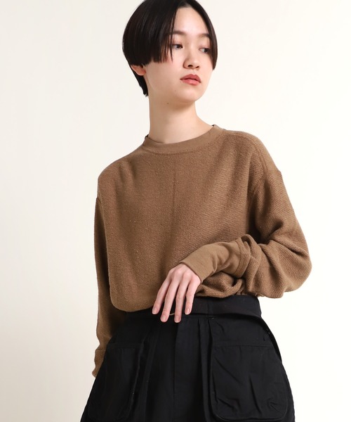 RNA-N（アールエヌエーエヌ）の「M1594 麻綿針抜き裏使いプルオーバー（Tシャツ/カットソー・レディース・ベージュ/ブラウン/ブルー・MEDIUM）」の4枚目の写真