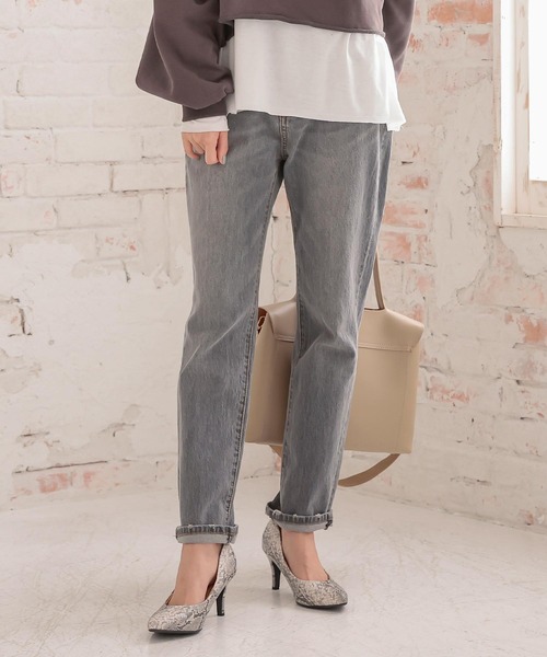 KOBE LETTUCE（コウベレタス）の「テーパードデニムパンツ（デニムパンツ・レディース・グレー/インディゴブルー/ブルー/ホワイト系その他/ライトグレー/ブラック・S/M/L）」の9枚目の写真