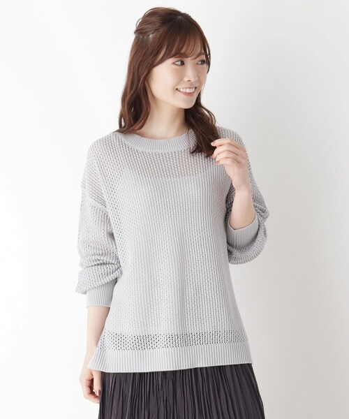 pink adobe（ピンクアドベ）の「◆【M-LL】メッシュニット（ニット/セーター・レディース・グレー/レモンイエロー/ライトベージュ/ライトブルー・40/38/42）」の2枚目の写真