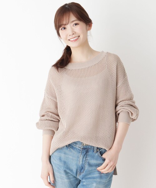 pink adobe（ピンクアドベ）の「◆【M-LL】メッシュニット（ニット/セーター・レディース・グレー/レモンイエロー/ライトベージュ/ライトブルー・40/38/42）」の3枚目の写真